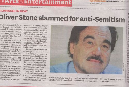 Oliver Stone Anti-Semite