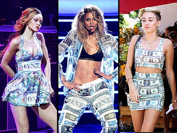 Rihanna, Miley, Ciara Dollar Bill Dresses